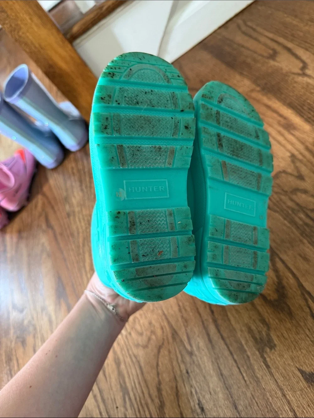 Hunter Kids Teal Pull-On Waterproof Rain Boots